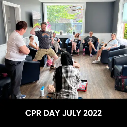 Picture of practice team attendign annual CPR training